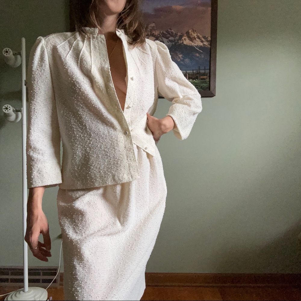 Vintage cream skirt suit